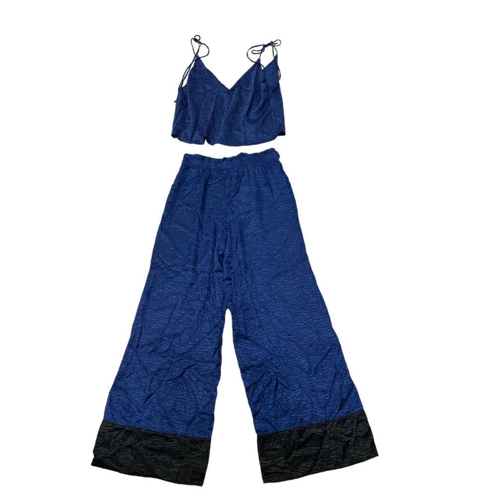 Victoria's Secret blue zebra satin pajama set